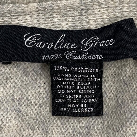 Caroline Grace light heathered Gray 100% Cashmere Scarf neutral quiet luxury NWT - Picture 3 of 8